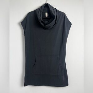 CHALET Dark Gray Fleece Cowl Neck Lagenlook Minimalist Soft Oversized Dress Sz S